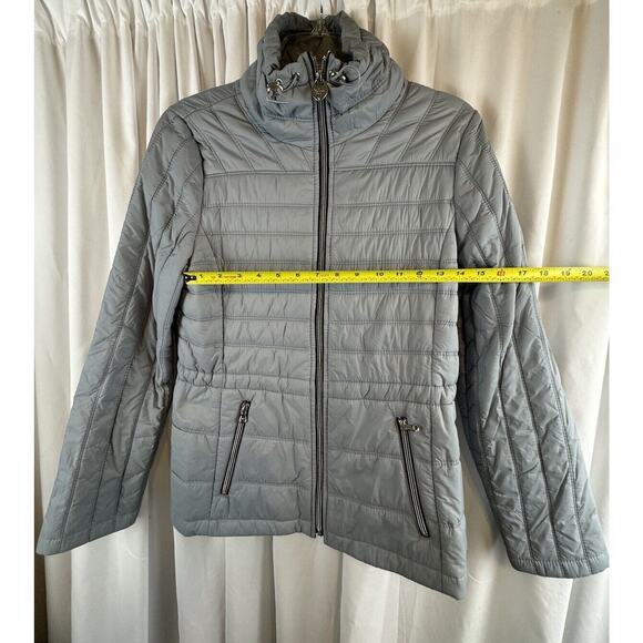 Guess Quilted Light Weight Puffer Gray Heart Fob L gorpcore cold weather 60-08 - Picture 4 of 16